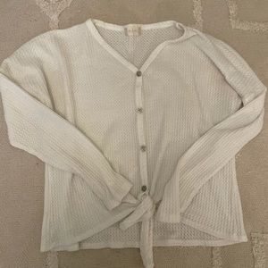 Altar’d State White Long-sleeve Waffle Shirt